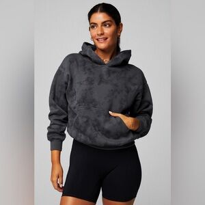 Fabletics Charcoal Marbled Cropped Hoodie